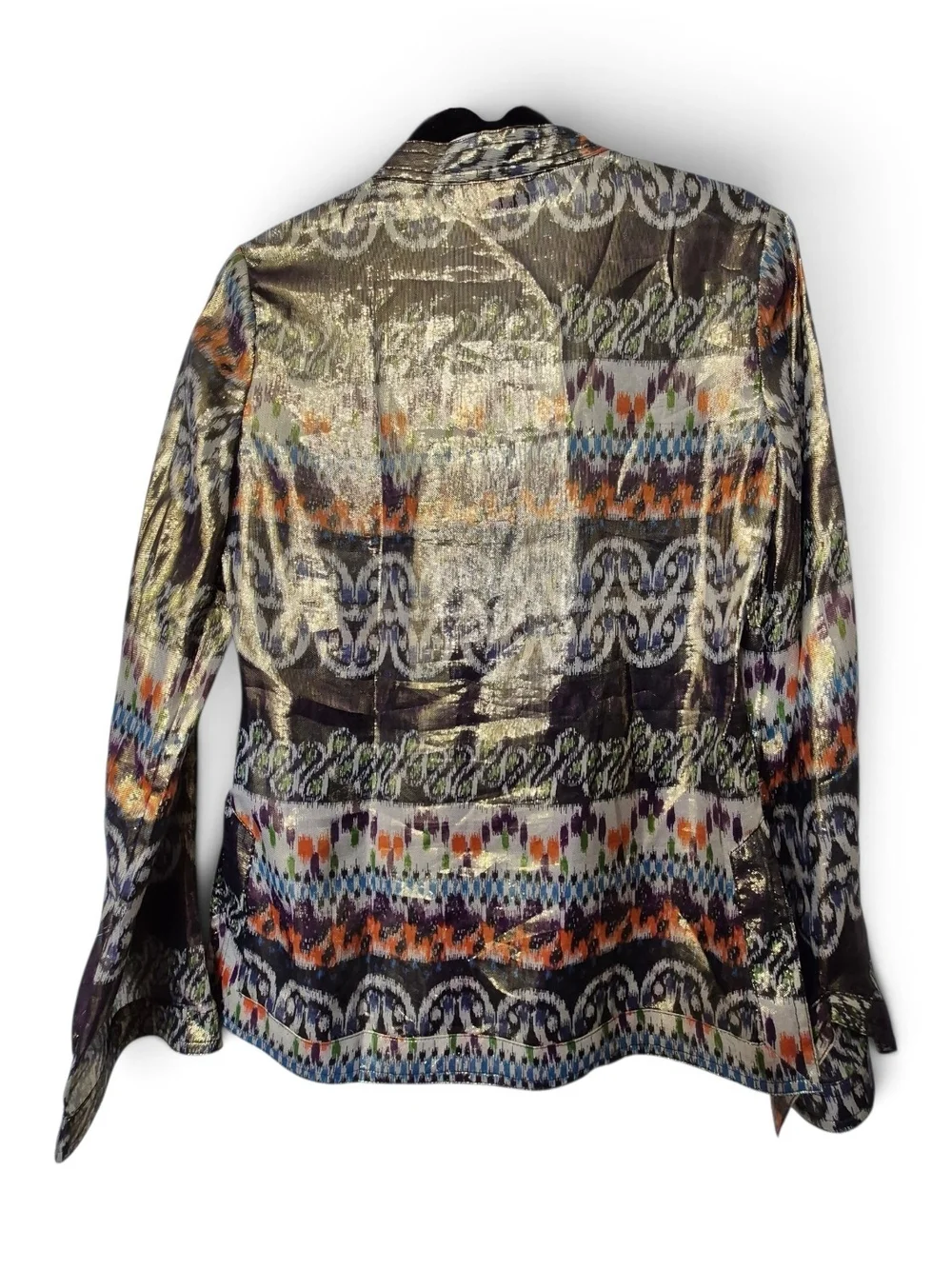 Tory Burch Stephanie Metallic Silk Tunic Blouse Size 2